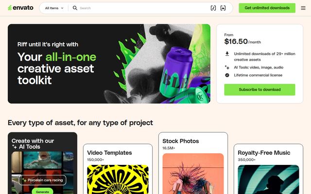 Envato Elementsの公式ページ
