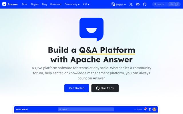 Apache Answerの公式ページ