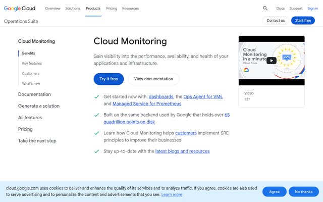 Cloud Monitoringの公式ページ