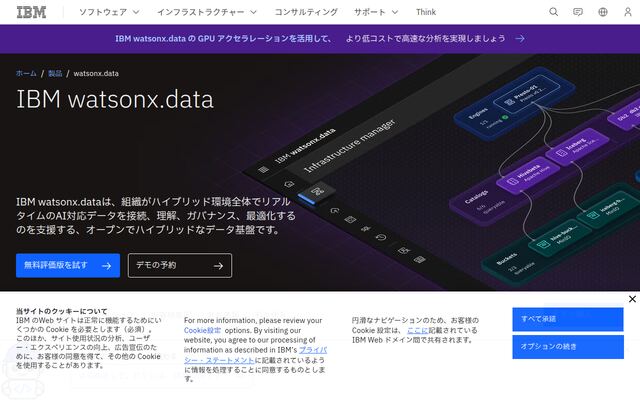 IBM watsonx.dataの公式ページ