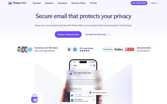 Proton Mailの公式ページ