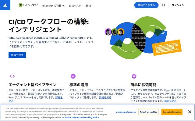 Bitbucket Pipelinesの公式ページ