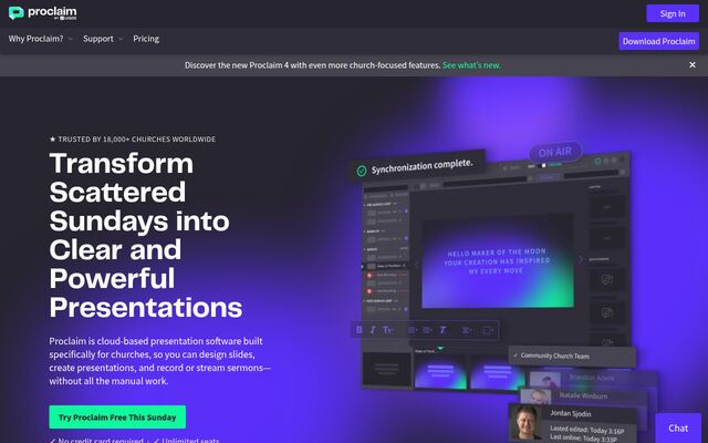 Proclaimの公式ページ