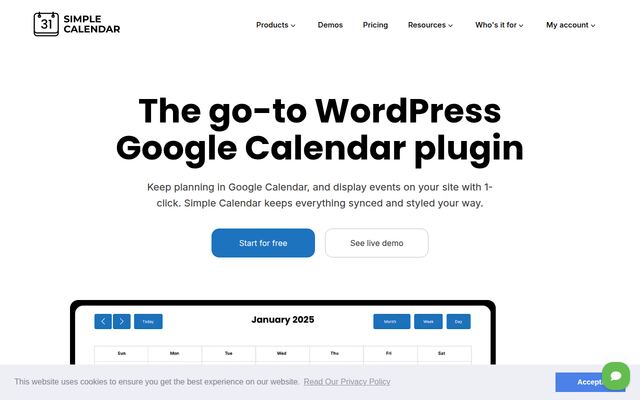Simple Calendarの公式ページ