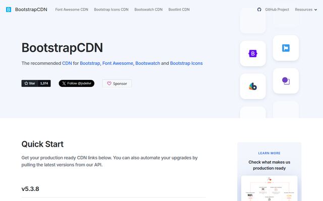 BootstrapCDNの公式ページ