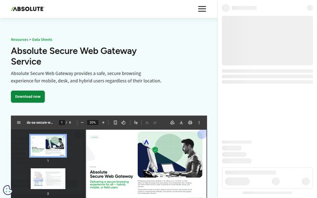 Absolute Secure Web Gatewayの公式ページ