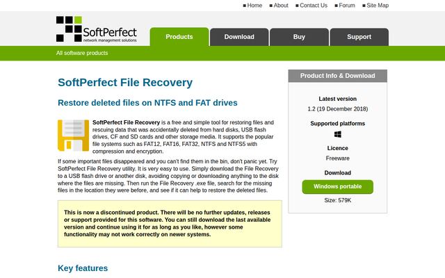 SoftPerfect File Recoveryの公式ページ