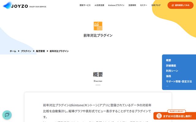 前年対比プラグインの公式ページ