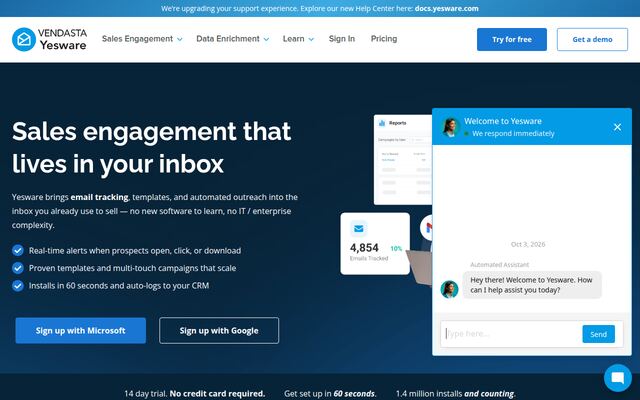 Yeswareの公式ページ