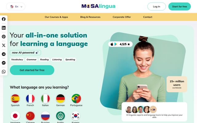 MosaLinguaの公式ページ