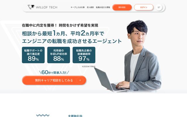 ウィルオブテックの公式ページ