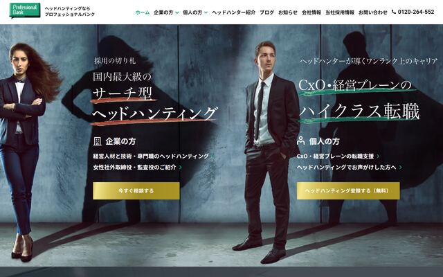プロフェッショナルバンクの公式ページ