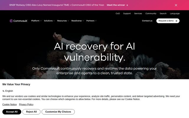 Commvaultの公式ページ