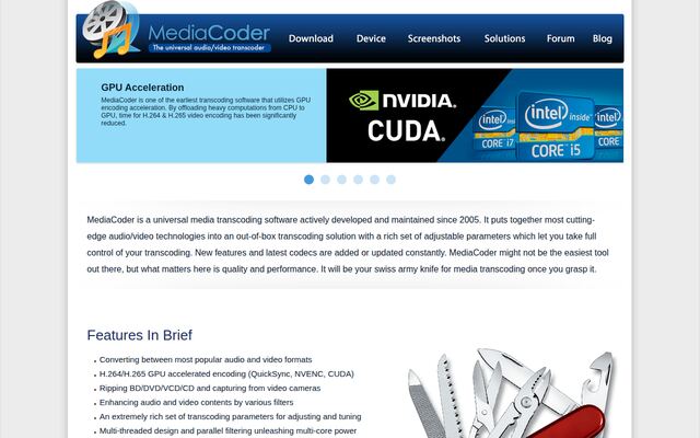 MediaCoderの公式ページ