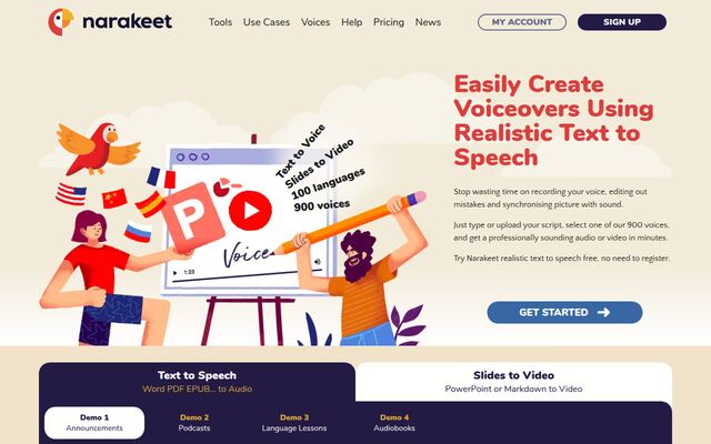 Narakeetの公式ページ