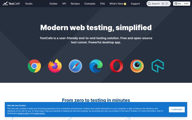 TestCafeの公式ページ