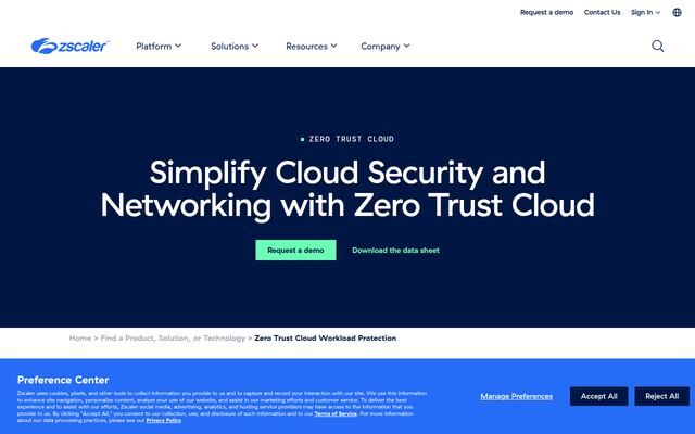 Zero Trust Cloud Workload Protectionの公式ページ