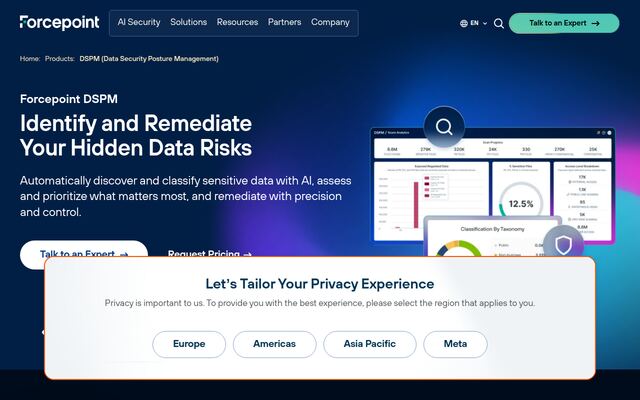 Forcepoint DSPMの公式ページ