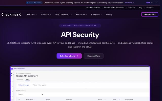Checkmarx API Securityの公式ページ
