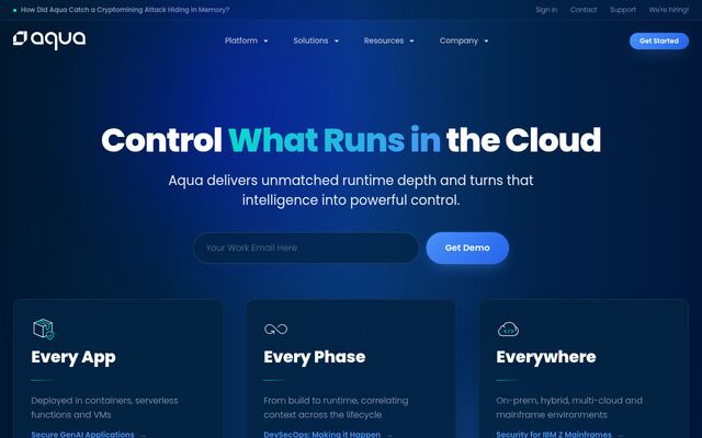 Aqua Cloud Native Securityの公式ページ