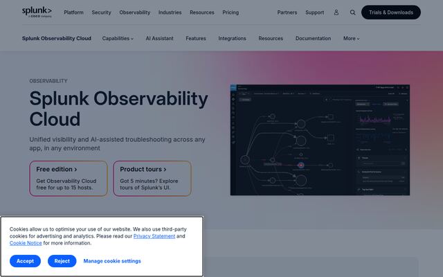 Splunk Observability Cloudの公式ページ