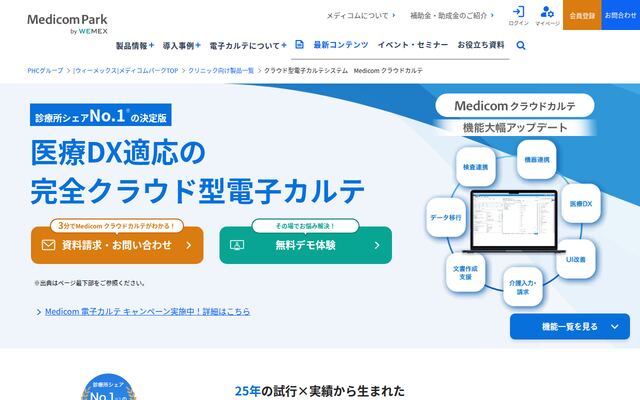 Medicom クラウドカルテの公式ページ
