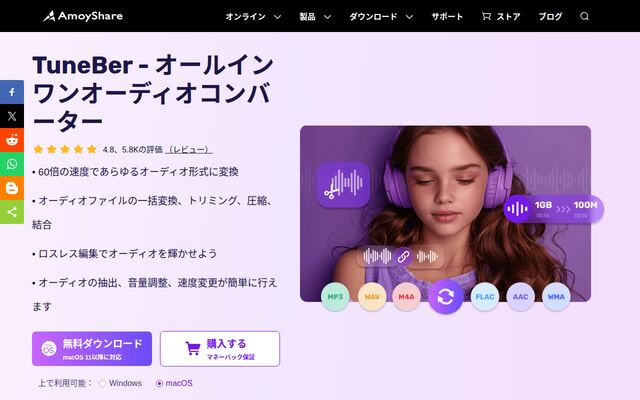 TuneBerの公式ページ
