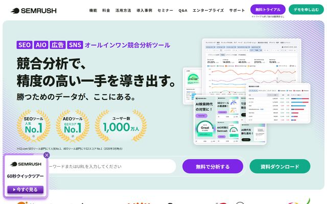 Semrushの公式ページ