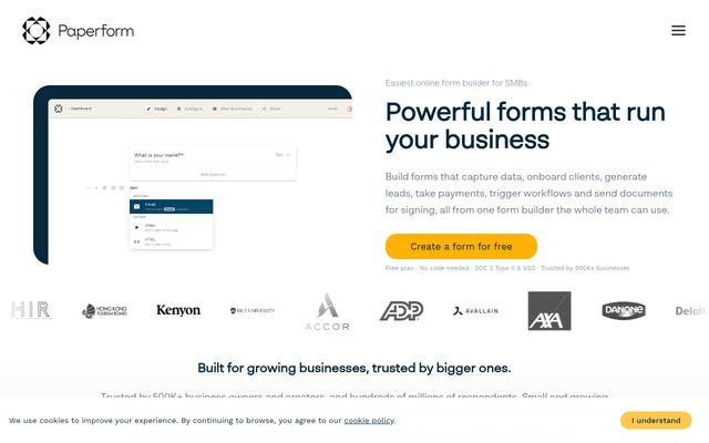 Paperformの公式ページ