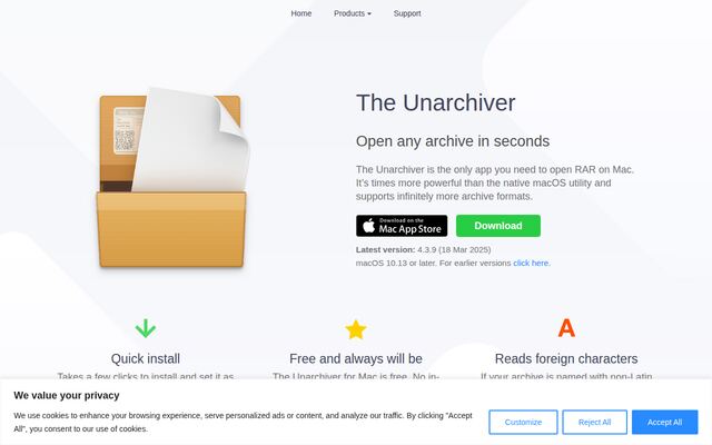 TheUnarchiverの公式ページ