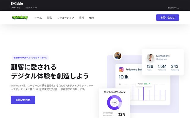 OptimizelyXの公式ページ