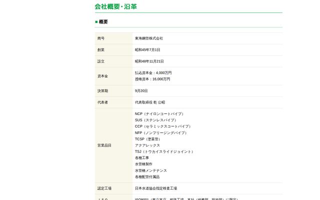 東海鋼管株式会社の公式サイト