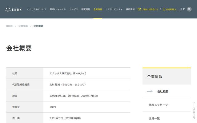エナックス株式会社の公式サイト