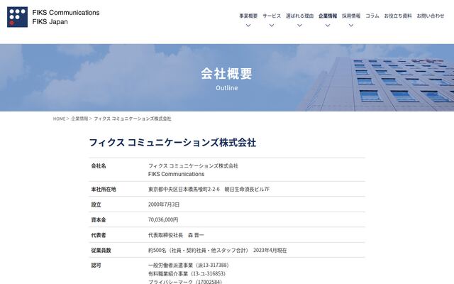 フィクスコミュニケーションズ株式会社の公式サイト