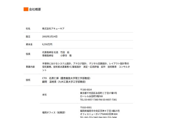 株式会社アキューキア