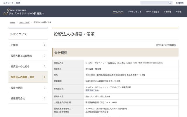 ジャパン・ホテル・リート投資法人の公式サイト
