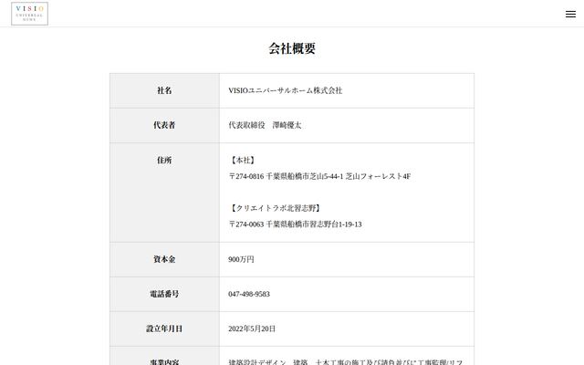ＶＩＳＩＯユニバーサルホーム株式会社の公式サイト
