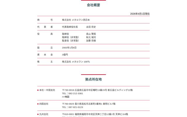 株式会社メタルワン西日本の公式サイト