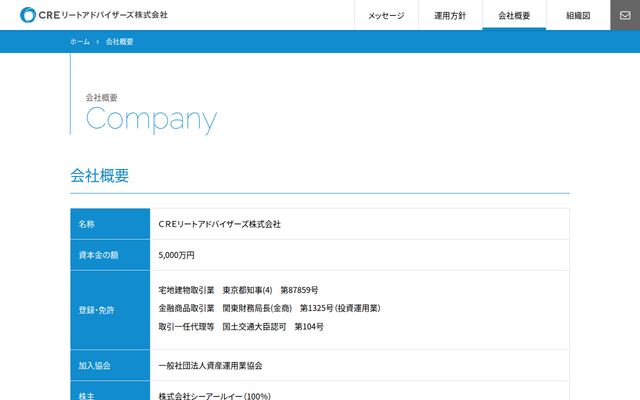 ＣＲＥリートアドバイザーズ株式会社の公式サイト