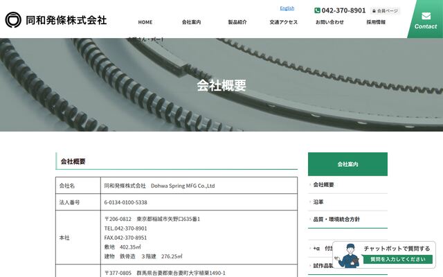 同和発條株式会社の公式サイト