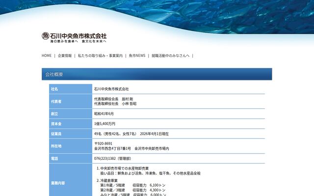 石川中央魚市株式会社の公式サイト