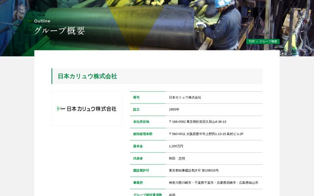 日本カリュウ株式会社の公式サイト