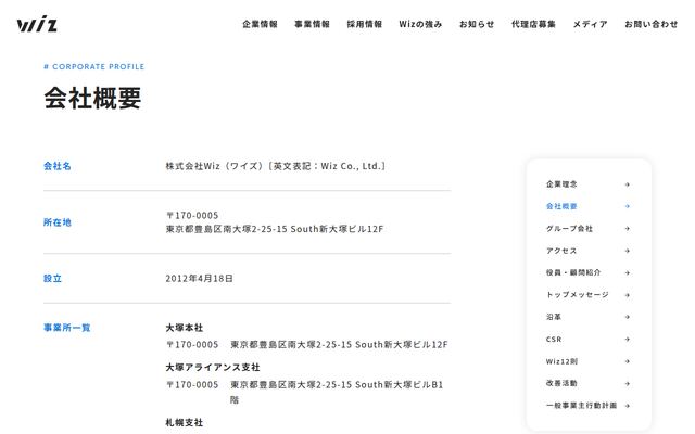 株式会社ＷＩＺの公式サイト