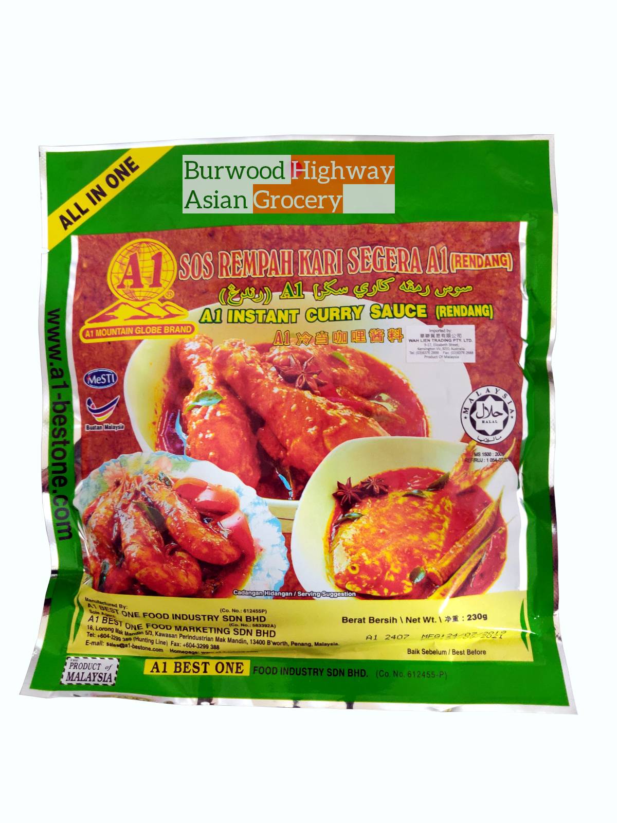 A1 Best One Instant Curry Sauce (Rendang) 230g - Burwood Highway Asian ...