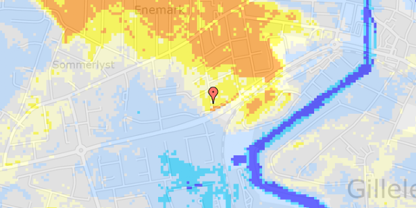 Ekstrem regn på Rønne Alle 18