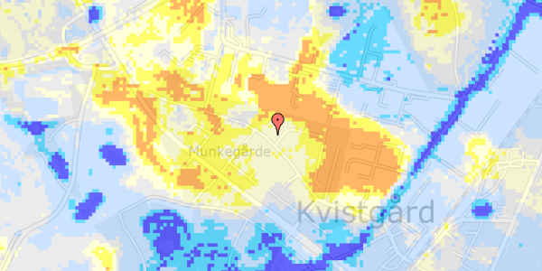 Ekstrem regn på Munkegårdsvej 54, kl. 