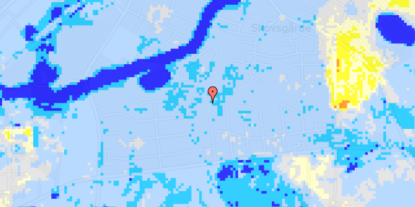 Ekstrem regn på Østergårds Alle 211