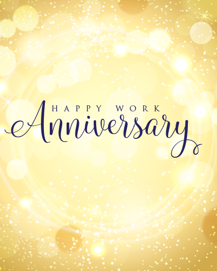 work anniversary card gold shimmery light