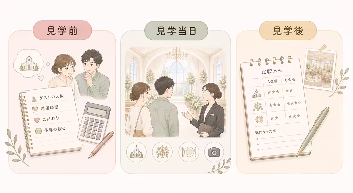 結婚式場見学の前後で確認すること