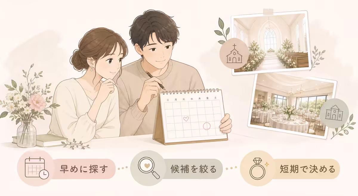 結婚式場選びはいつから？時期別の動き方と候補比較のアイキャッチ